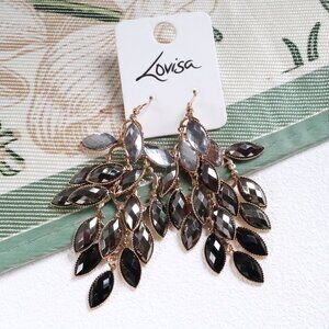 Lovisa Elegant Crystal Leaf Drop Earrings Chic Statement Jewelry